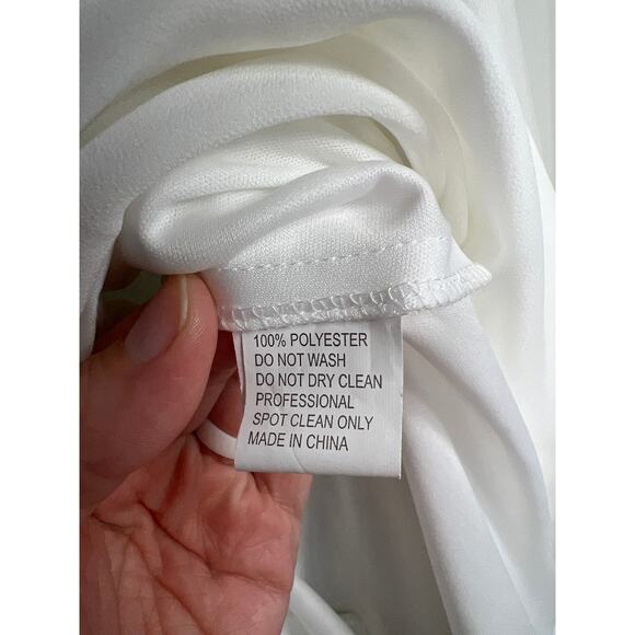 Mac Duggal Ieena Dress Angel Sleeves Plunging Neck Short Mini Bridal Flowy - Picture 8 of 11